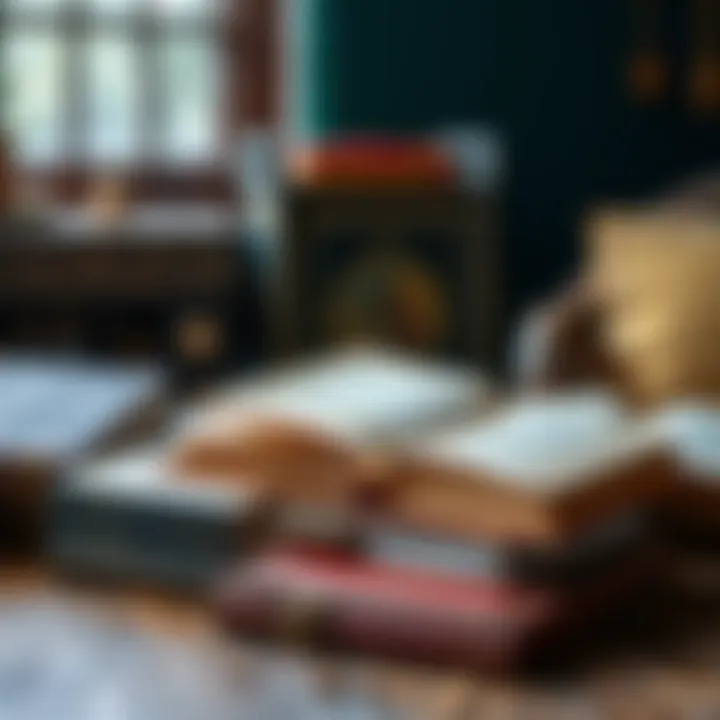 A collection of books about Egyptian and Greek gods displayed on a wooden table