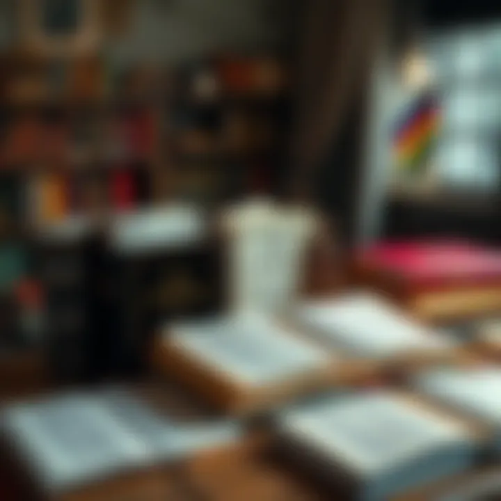 Books on Religious Texts A collection of English translations of the Torah and Tanakh displayed on a table, inviting discussion on unbiased interpretations.