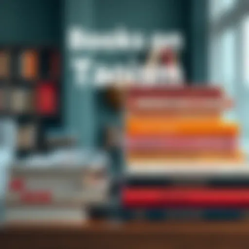 A collection of books about Taoism stacked on a table, showcasing titles that explore Eastern philosophy