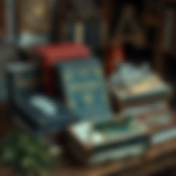 A collection of beginner-friendly books on witchcraft, featuring titles on crystal and green witchcraft, arranged on a wooden table with herbs and crystals