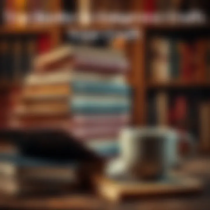 A stack of books with a coffee cup beside it, representing resources for enhancing skills.