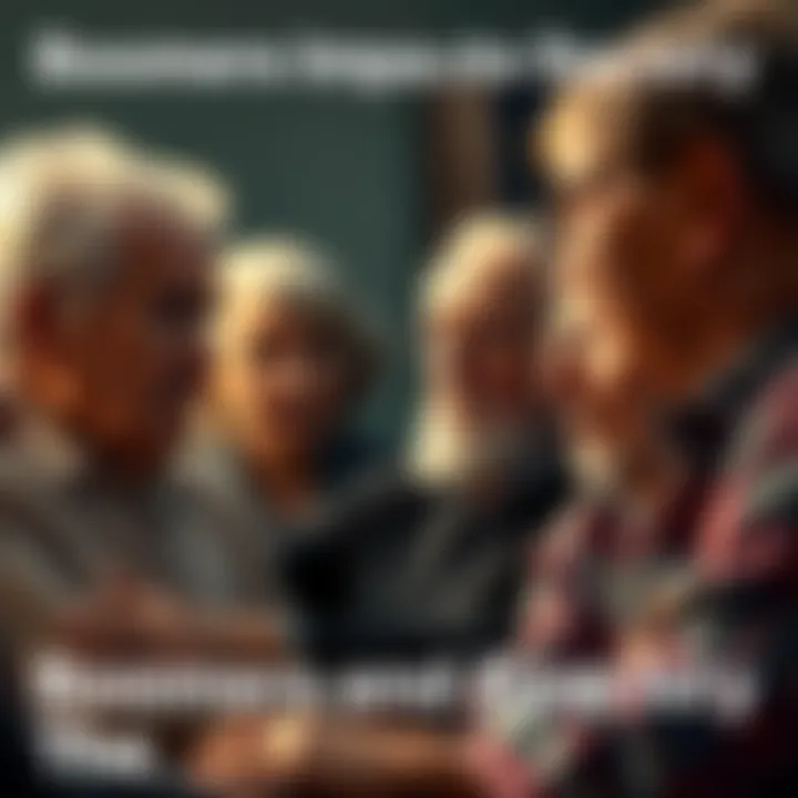 Boomers Impact on Society A group of older adults discussing serious topics with concerned expressions, reflecting on the Epstein files and their societal effects.
