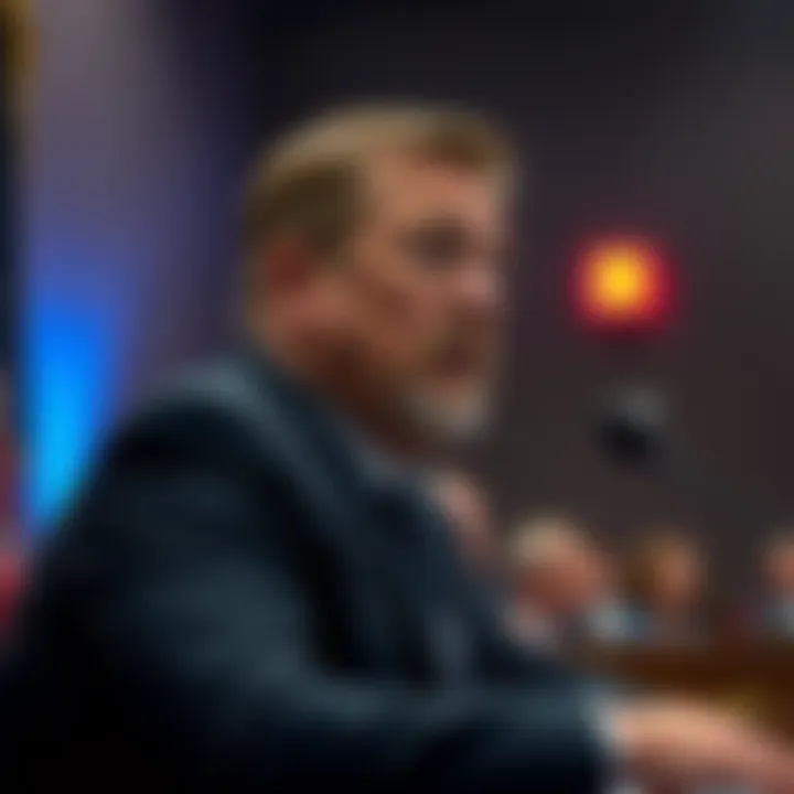 Borland speaking at hearing Borland at a hearing, appearing thoughtful as he considers his words about unexplained events