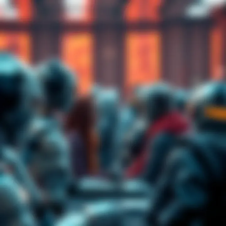 A visual representation of bots in a forum accusing real individuals, highlighting the conflict between technology and humanity.