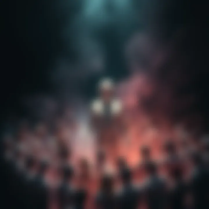 An abstract representation of a person surrounded by people offering apologies, illustrating the concept of Boutcha.