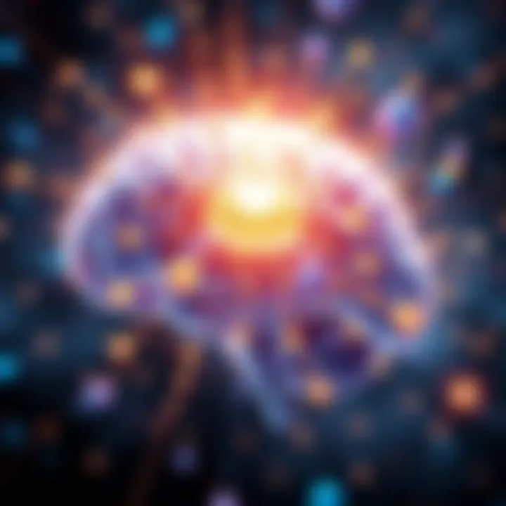 A visual representation of a brain connected to quantum particles, symbolizing the link between perception and spirituality.