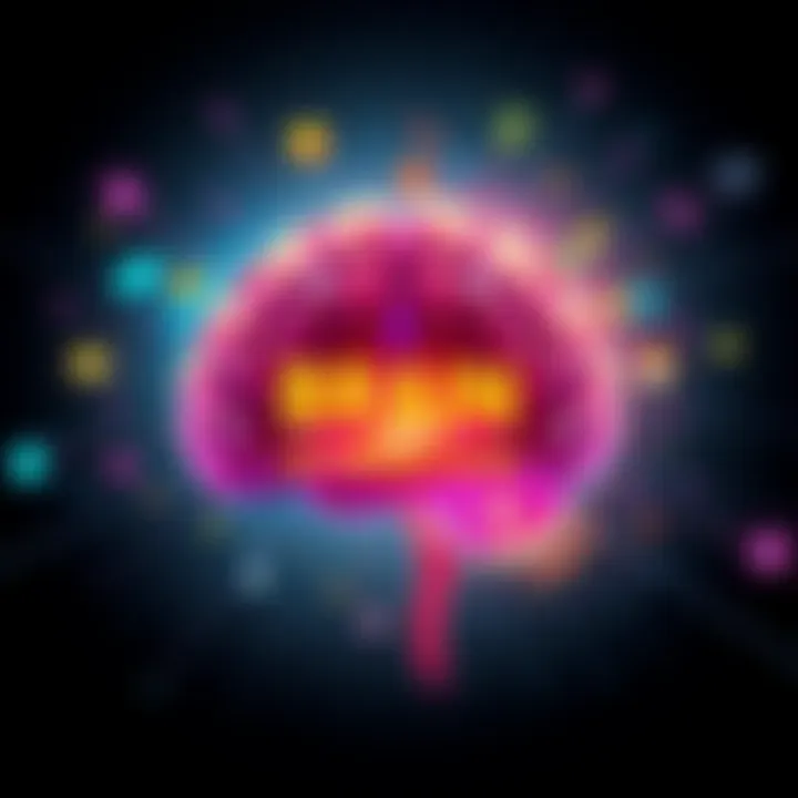 A visually appealing representation of brain affirmations focusing on anatomical structure and function, with colorful brain illustrations and motivational phrases around it.