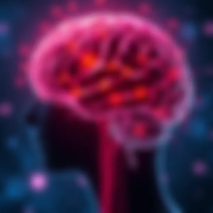Illustration of a human brain highlighting areas activated by visual cues of attraction