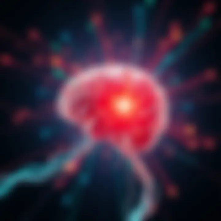 A brain with light rays emanating from it, symbolizing the idea of generating or receiving consciousness.