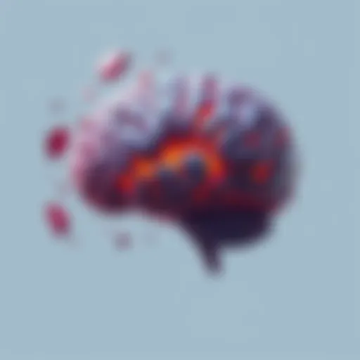 Illustration of a human brain with fragmented pieces representing the concept of ego death and loss of self.