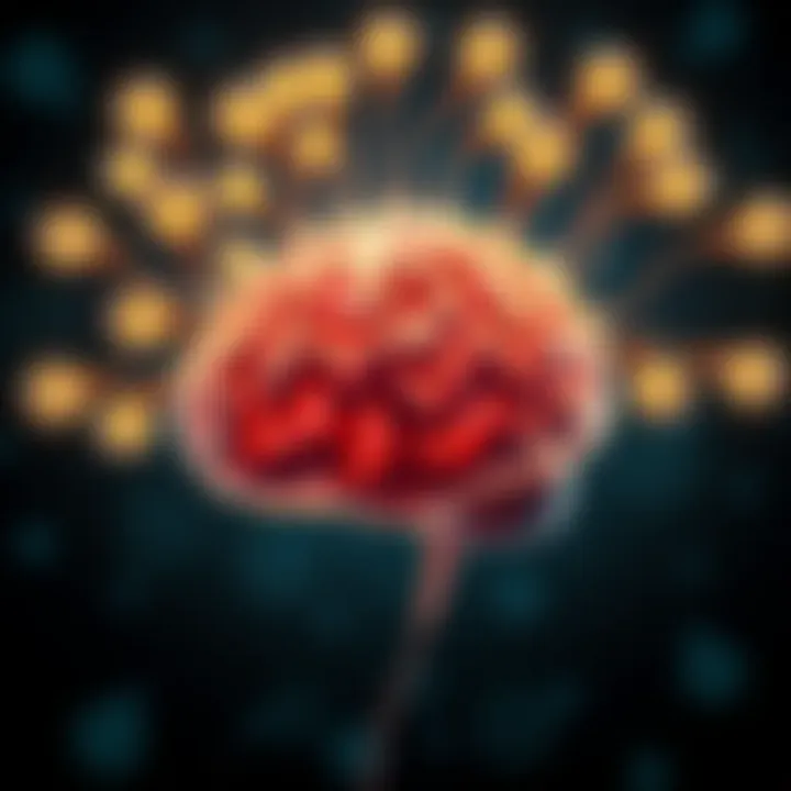 A visual of a brain surrounded by glowing light bulbs representing ideas and intelligence.