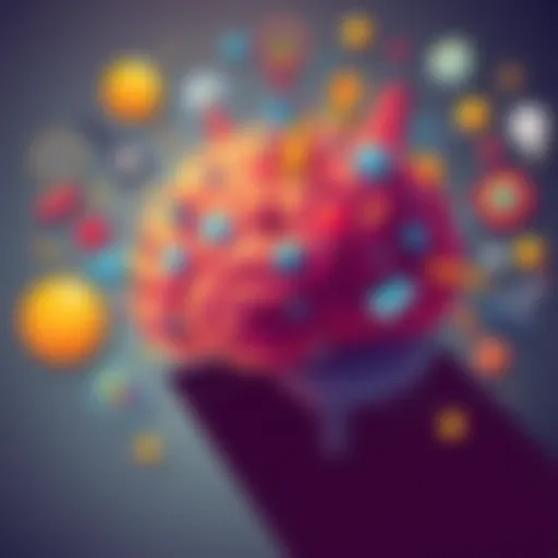 Illustration of a brain surrounded by symbols representing past experiences and culture