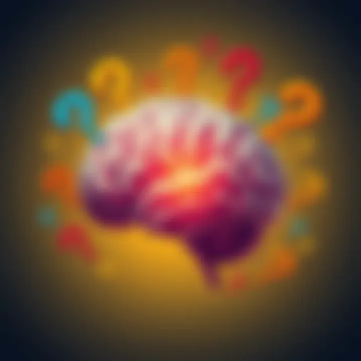 A brain illustration surrounded by various question marks representing the complexities of consciousness.