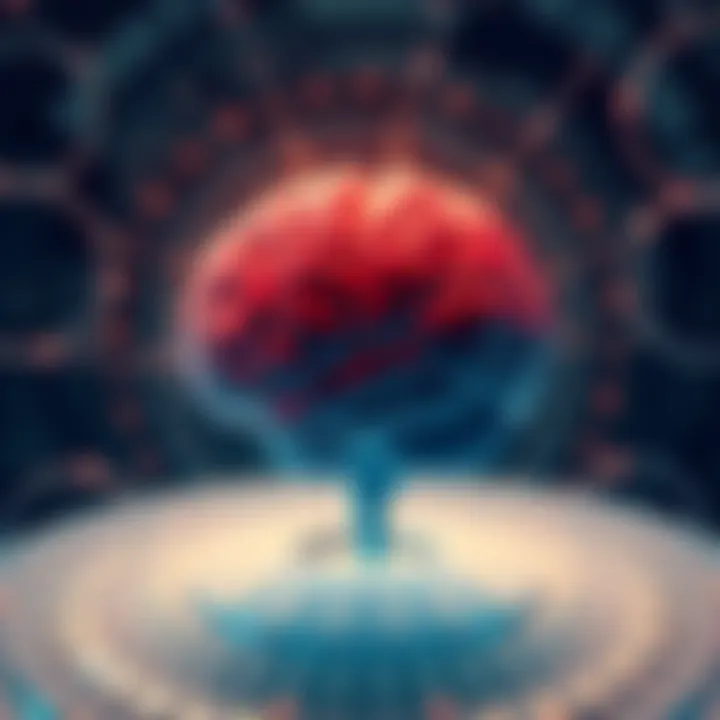 Illustration of a brain surrounded by circular recursive patterns, symbolizing cognitive processes and thinking.