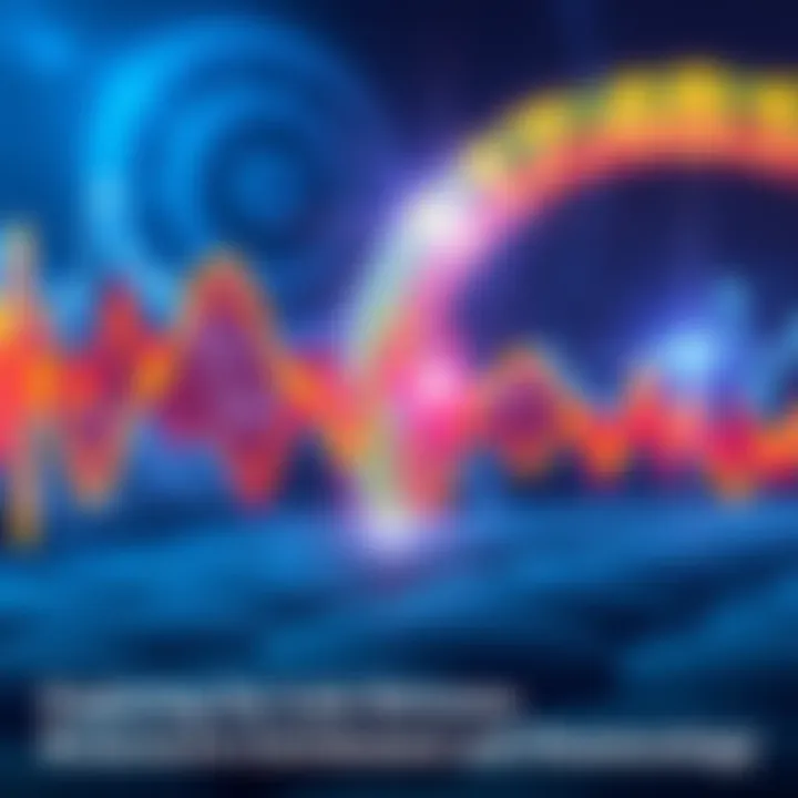 Brainwave Entrainment and Numerology A graphic showing sound waves in different colors, shaped like numbers, indicating their connection to brain function, with a calming background suggesting sleep