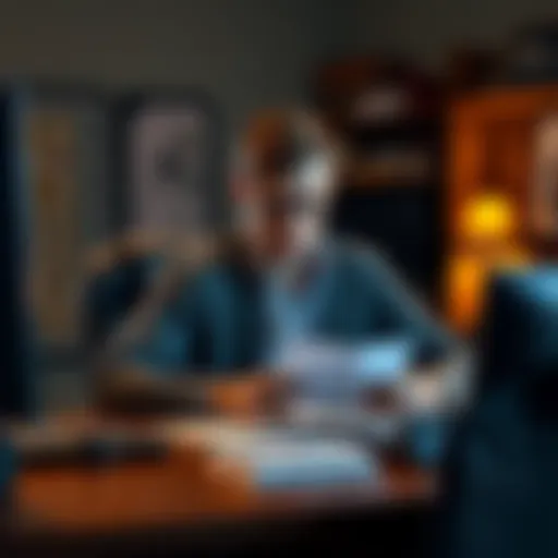 Brandon Fugal sitting at a desk, replying to an email about the ranch's discoveries, looking serious and focused