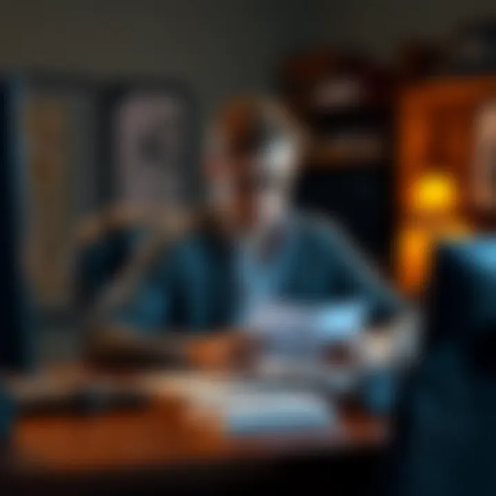 Brandon Fugal sitting at a desk, replying to an email about the ranch's discoveries, looking serious and focused