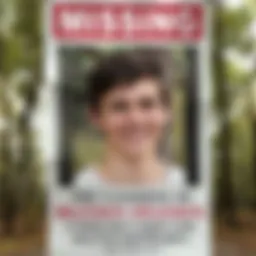 A poster featuring Brandon Swanson, a young man with dark hair, smiling. The background shows a wooded area, suggesting the location of his disappearance.