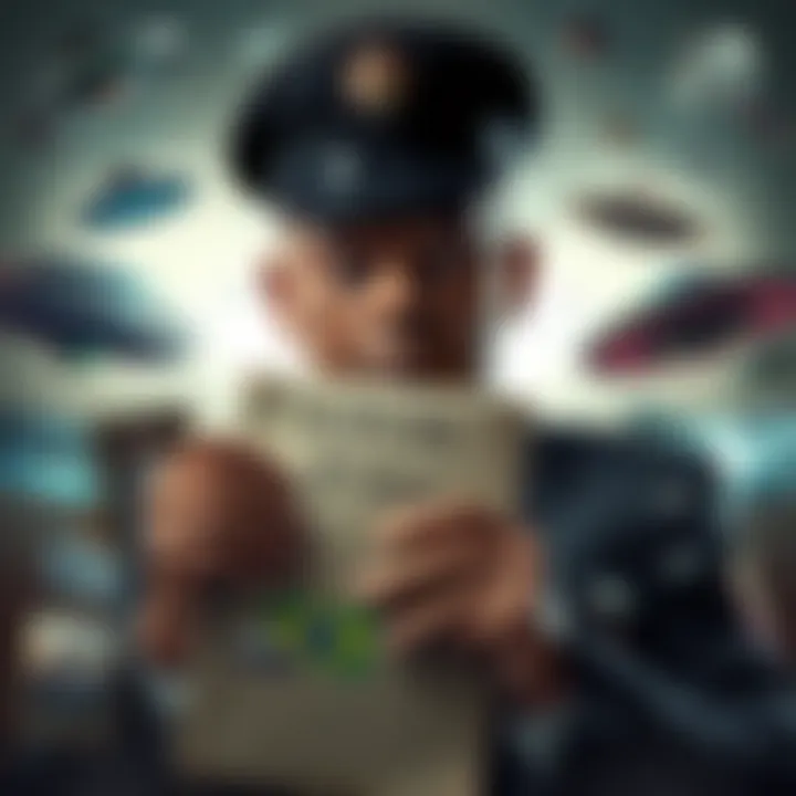 Brazil UFO Files Release A government official holding a folder labeled UFO files, surrounded by images of UFOs and aerial phenomena, representing Brazil's release of classified documents.