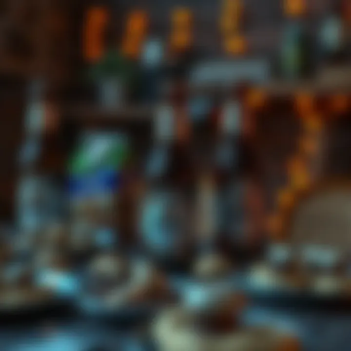 A table with a carton of beer, mushroom chocolates, and a cozy setting suggesting a wild weekend.
