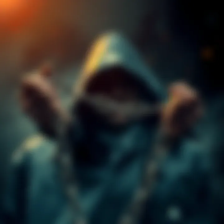 A person breaking chains symbolizing the rejection of control by dark forces, representing freedom from Illuminati influence.