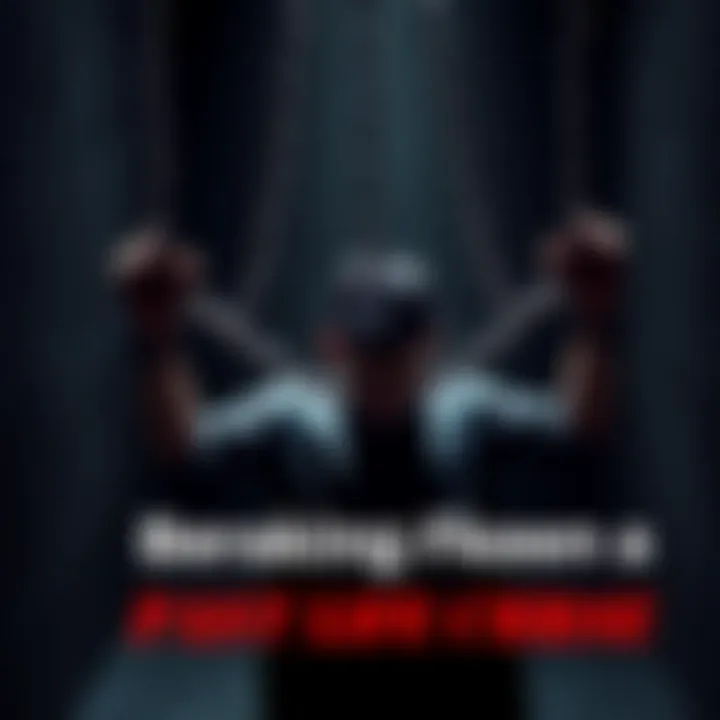 Individual breaking free from chains in a dark room, symbolizing freedom from a curse