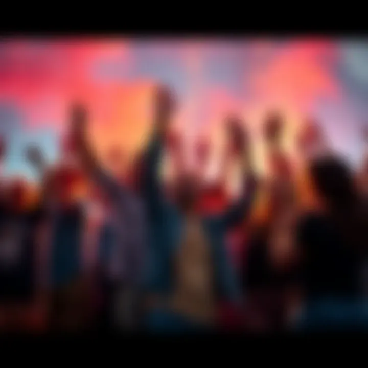 A diverse group of people celebrating together, symbolizing collective empowerment and transformation in mindset about subliminal messaging.