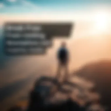 A person standing on a cliff, looking out at a bright horizon, symbolizing freedom and self-discovery.