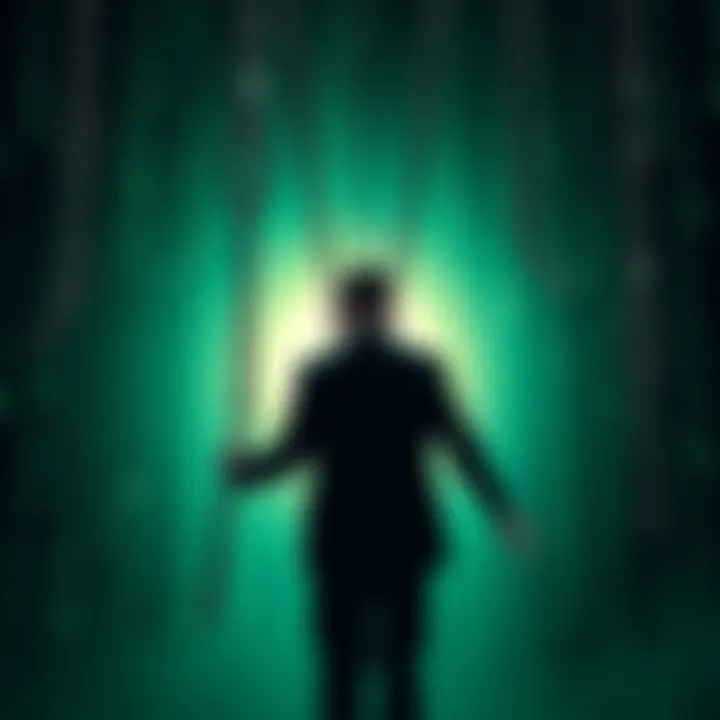 A person breaking free from chains symbolizing control, with a bright light in the background representing hope and change.