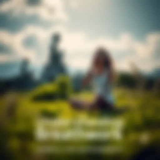 Individual sitting cross-legged, taking deep breaths in a peaceful outdoor setting