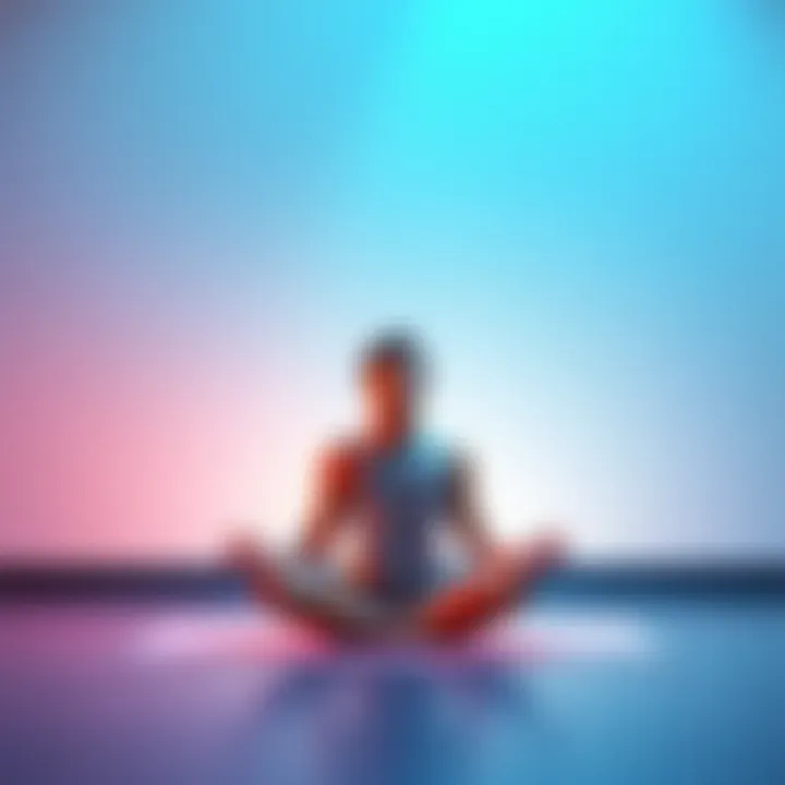 A person sitting cross-legged, practicing breathwork techniques in a calm environment, focusing on their breathing.