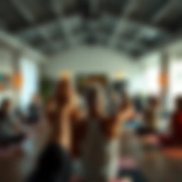 Group of people practicing breathwork in a serene indoor setting