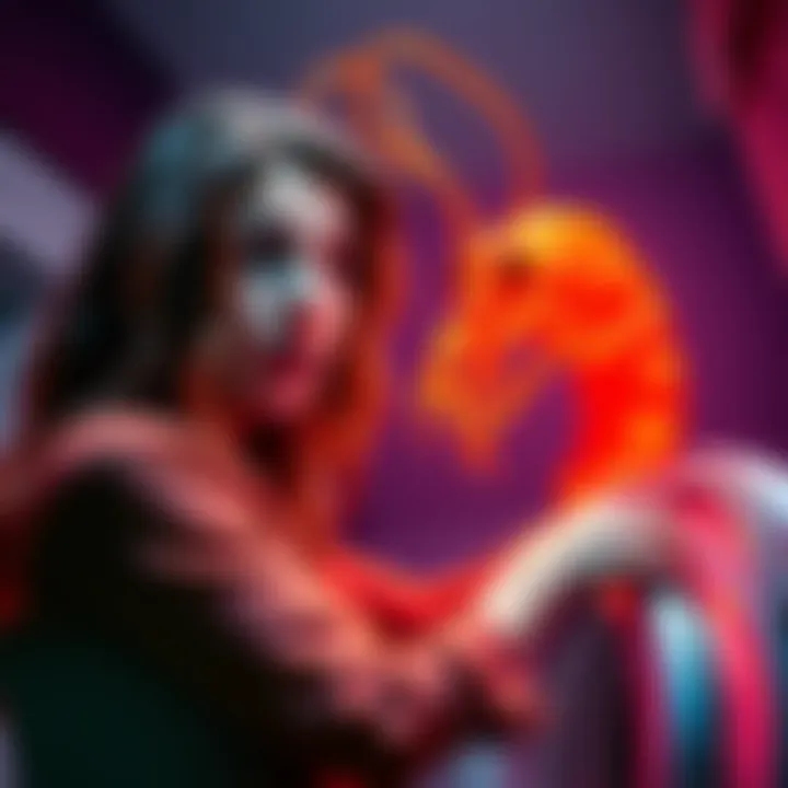 Virginia Staples encounters a bright orange shrimp-like creature in her laundry room, looking shocked and surprised