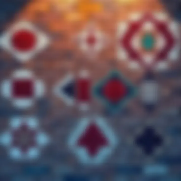 A close-up of a brick wall featuring intricate geometric designs inspired by sacred geometry, showcasing various shapes and patterns.