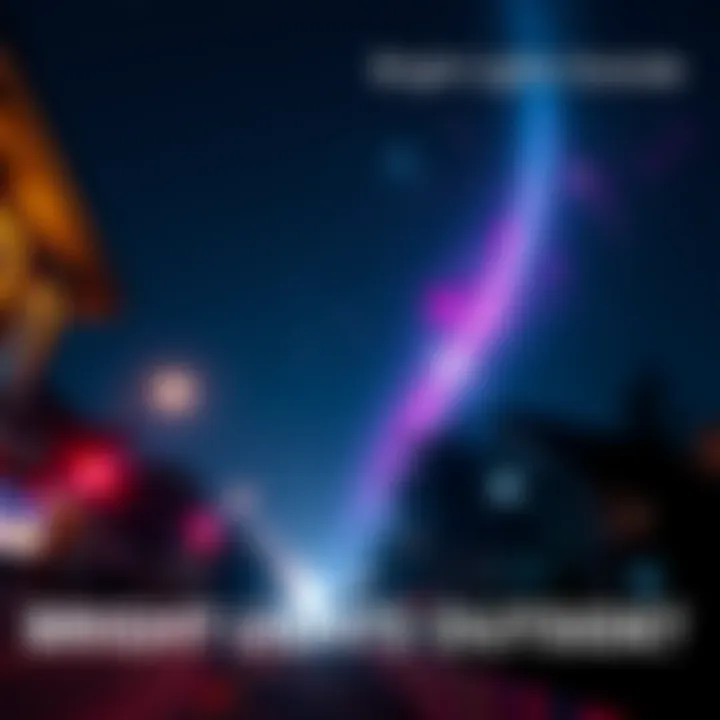 A view of bright lights glowing in the night sky outside, sparking curiosity among onlookers.