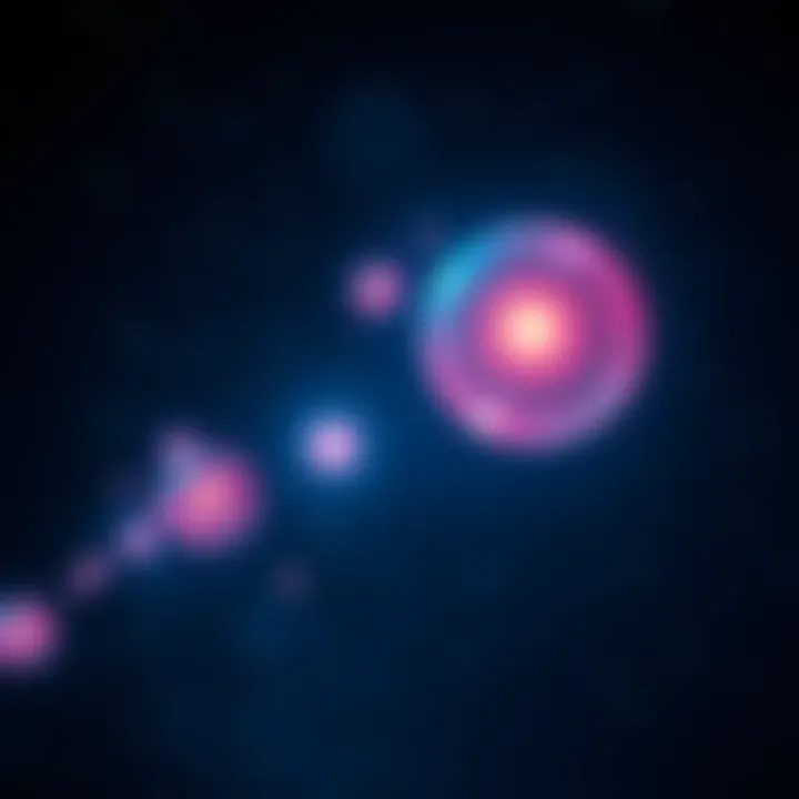 Vibrant lights resembling orbs float against a dark starlit backdrop, captivating a stargazer's attention.