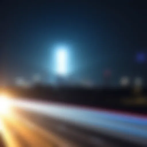 A bright light with a hazy aura in the sky over Dallas, gradually fading away near DFW Airport.