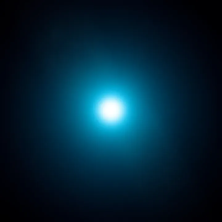Bright Orb in Night Sky A bright orb glowing in the dark sky with stars around it, capturing attention.