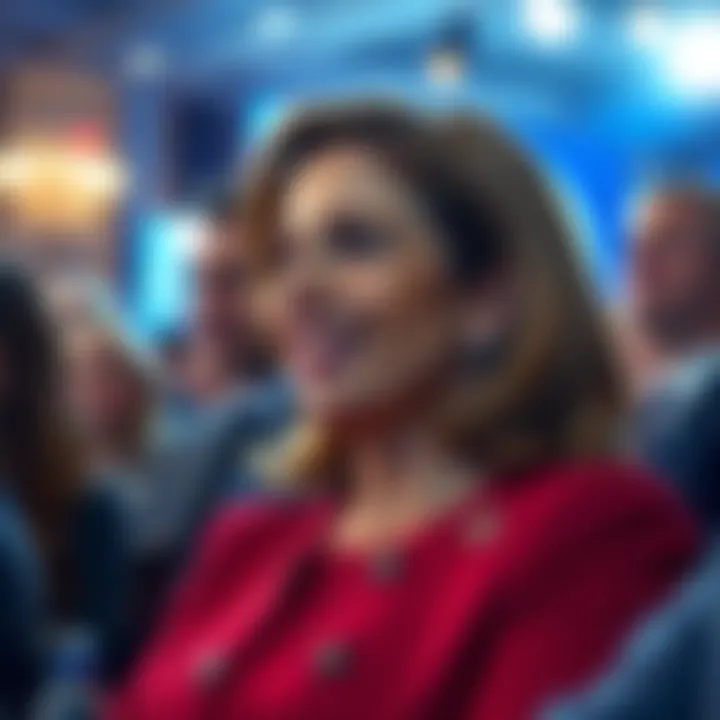 Brigitte Macron smiling while attending a public event, dressed elegantly and engaging with the audience.