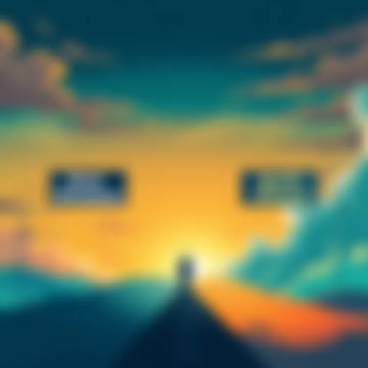 Illustration showing a person considering two paths, one labeled 'Broad Affirmations' and the other 'Specific Affirmations', symbolizing choice in personal growth