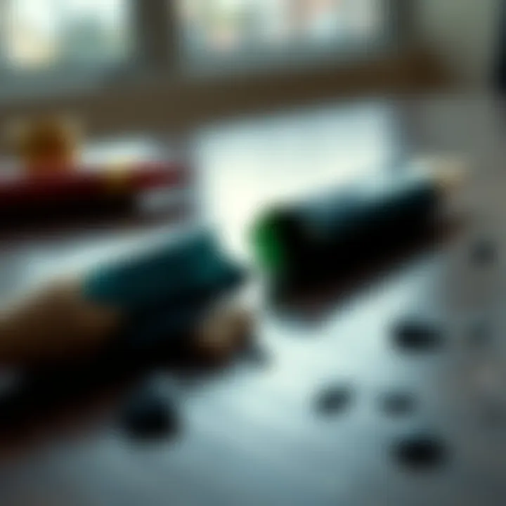 An obsidian pencil split in half lying on a table, symbolizing a break in protection against a difficult colleague.