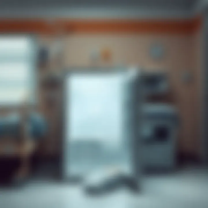A broken refrigerator sits empty next to a hospital bed with medical equipment in the background, representing the recurring pattern of appliance failure during hospital stays.