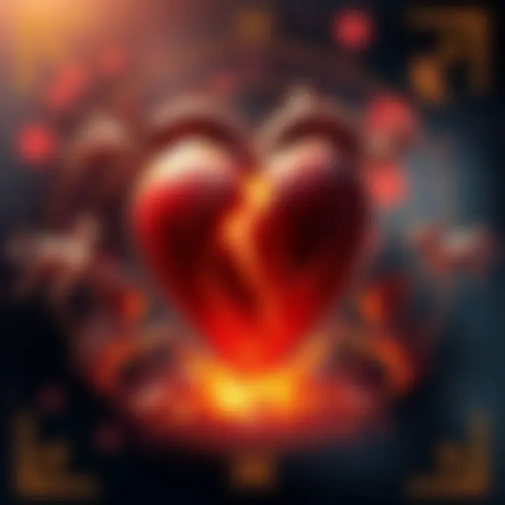 Broken Heart and Astrology Symbols A broken heart surrounded by astrological symbols, representing the impact of afflicted Venus on relationships.