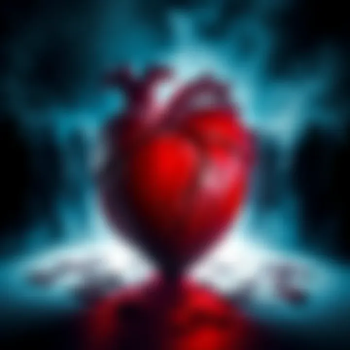 A heart shown in pieces surrounded by shadowy figures representing broken relationships and community disconnect.