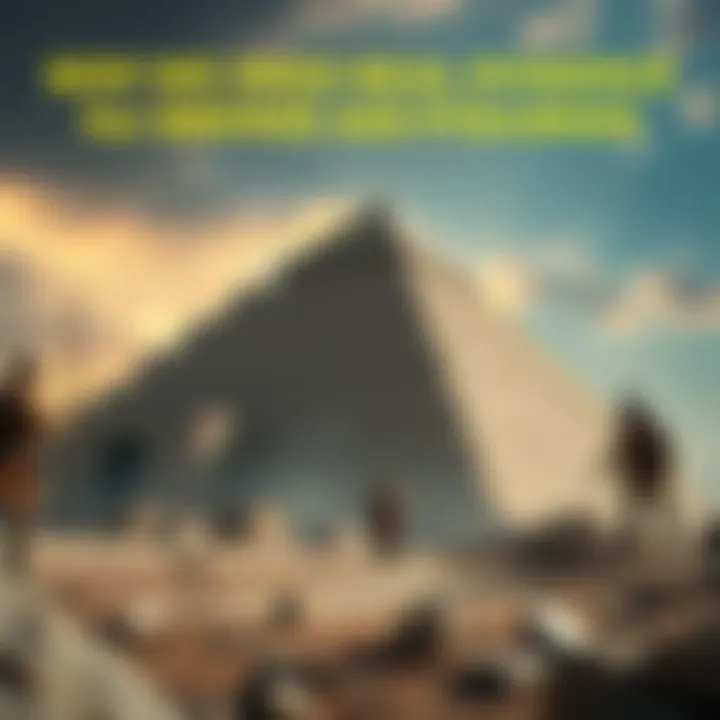 Workers demonstrating how Bronze Age pyramids were built using ancient tools and techniques