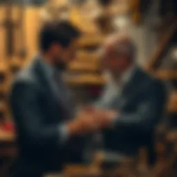 Two brothers engaging in a discussion about the role of AI in Masonic events, with tools and traditional craftsmanship in the background.