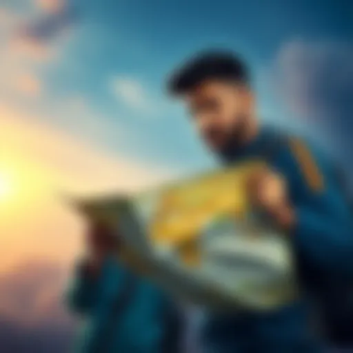 Two brothers standing together, looking at a map while preparing for a trip to the East, showing expressions of uncertainty and determination.