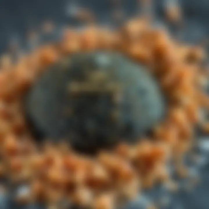 Brown hard substance from black salt Transformed black salt showing a brown and hard texture