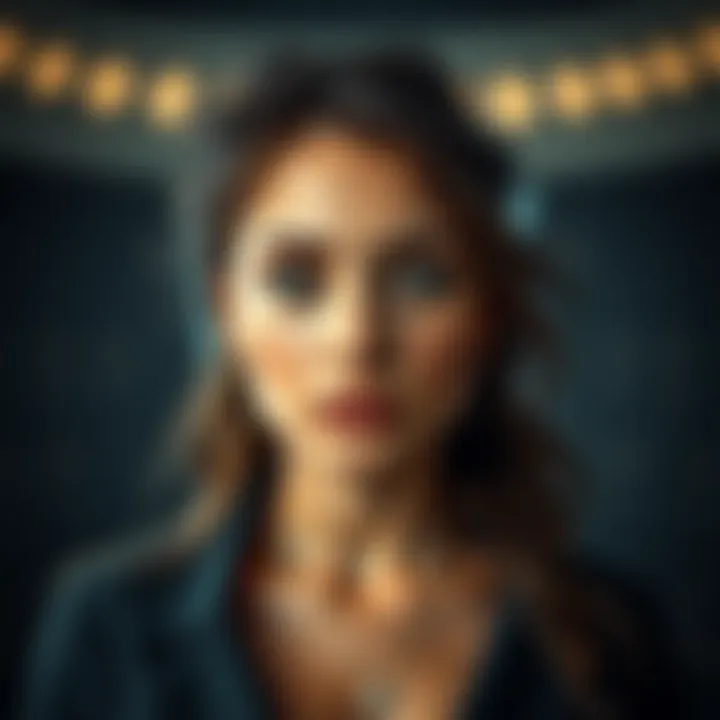 A brunette woman with striking eyes, embodying the unique traits of an Aquarius. She has an intriguing expression and a stylish look that highlights her beauty.