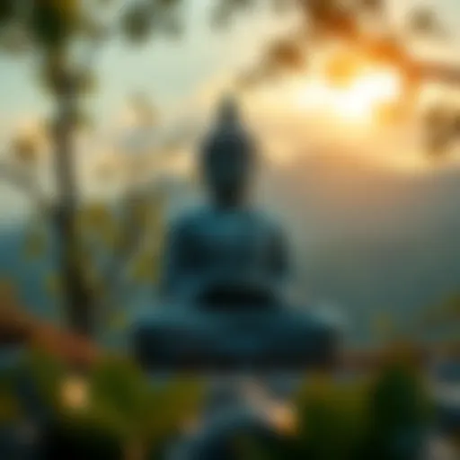 Buddha statue in meditation surrounded by nature, reflecting on craving and liberation